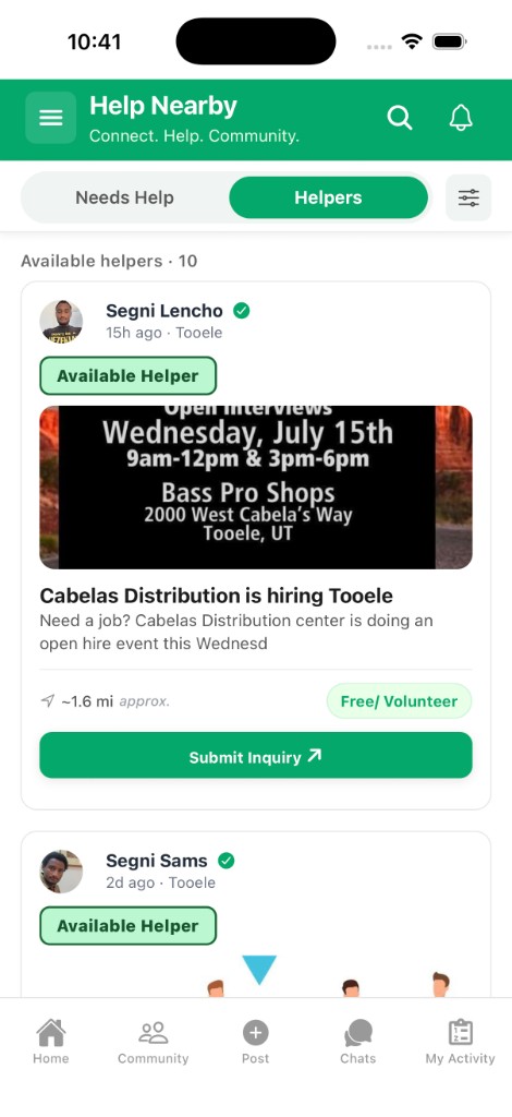 Available helpers feed