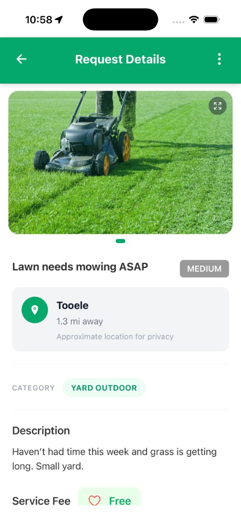 Request details screen