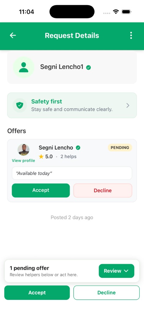 Review pending offers