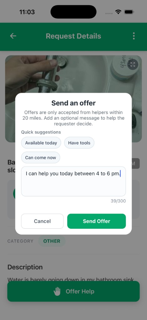 Send an offer modal